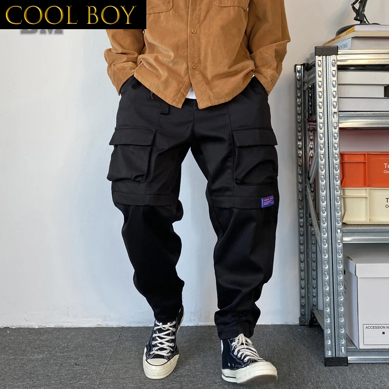 J BOYS Boutique Spring Autumn Fashion Streetwear Cargo Pants Men Clothing Plus Size Casual Trousers Japanese Harajuku Black Tact