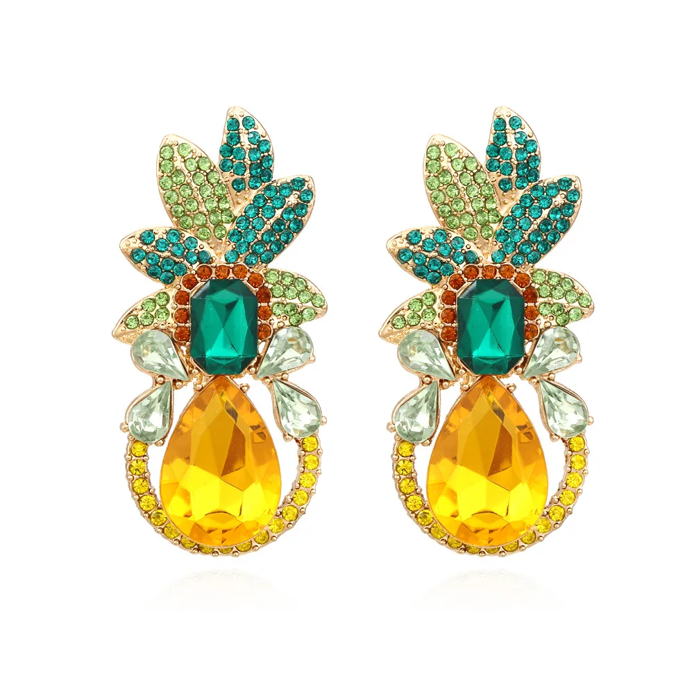 

Vintage Leaf Flower Crystal Earrings For Women Luxury Designer Jewelry Earrings Accessories Free Shipping