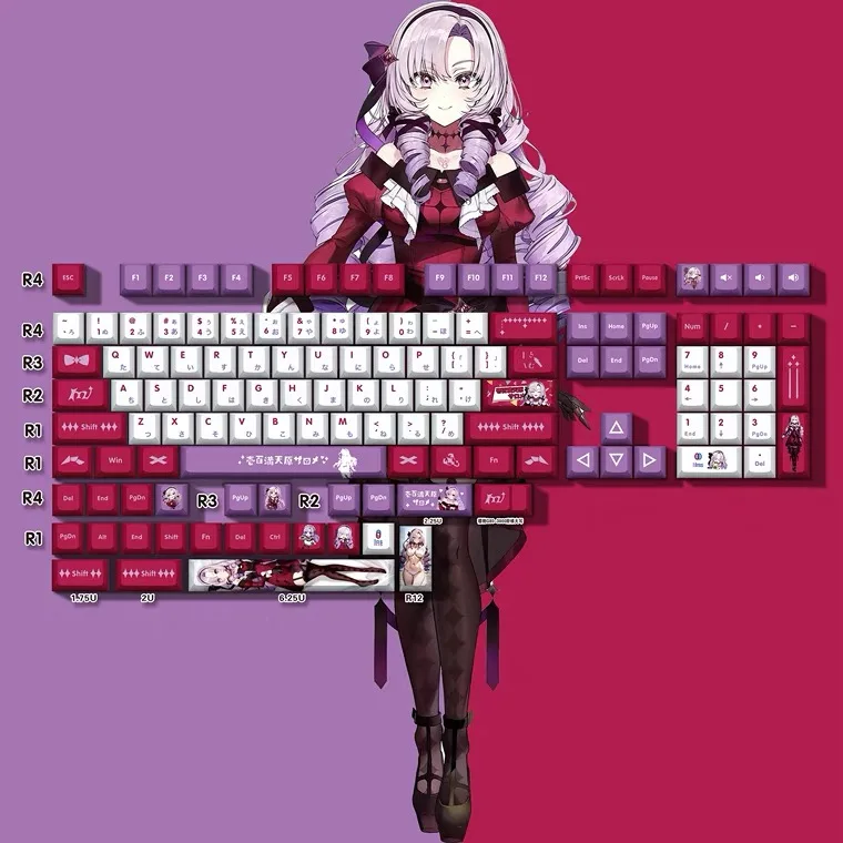 Милые колпачки для клавиш в стиле аниме Hyakuman Tenbara Salome Hololive Vtuber чехол ключей PBT DYE-Sub