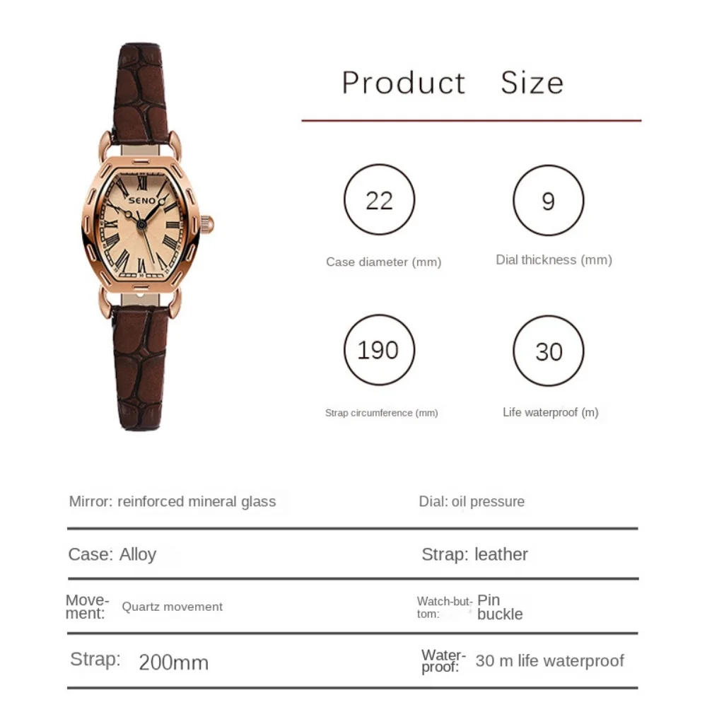 Vintage Small Wine Cask Female Belt Temperament Small Watch Quartz Movement Women's Watch