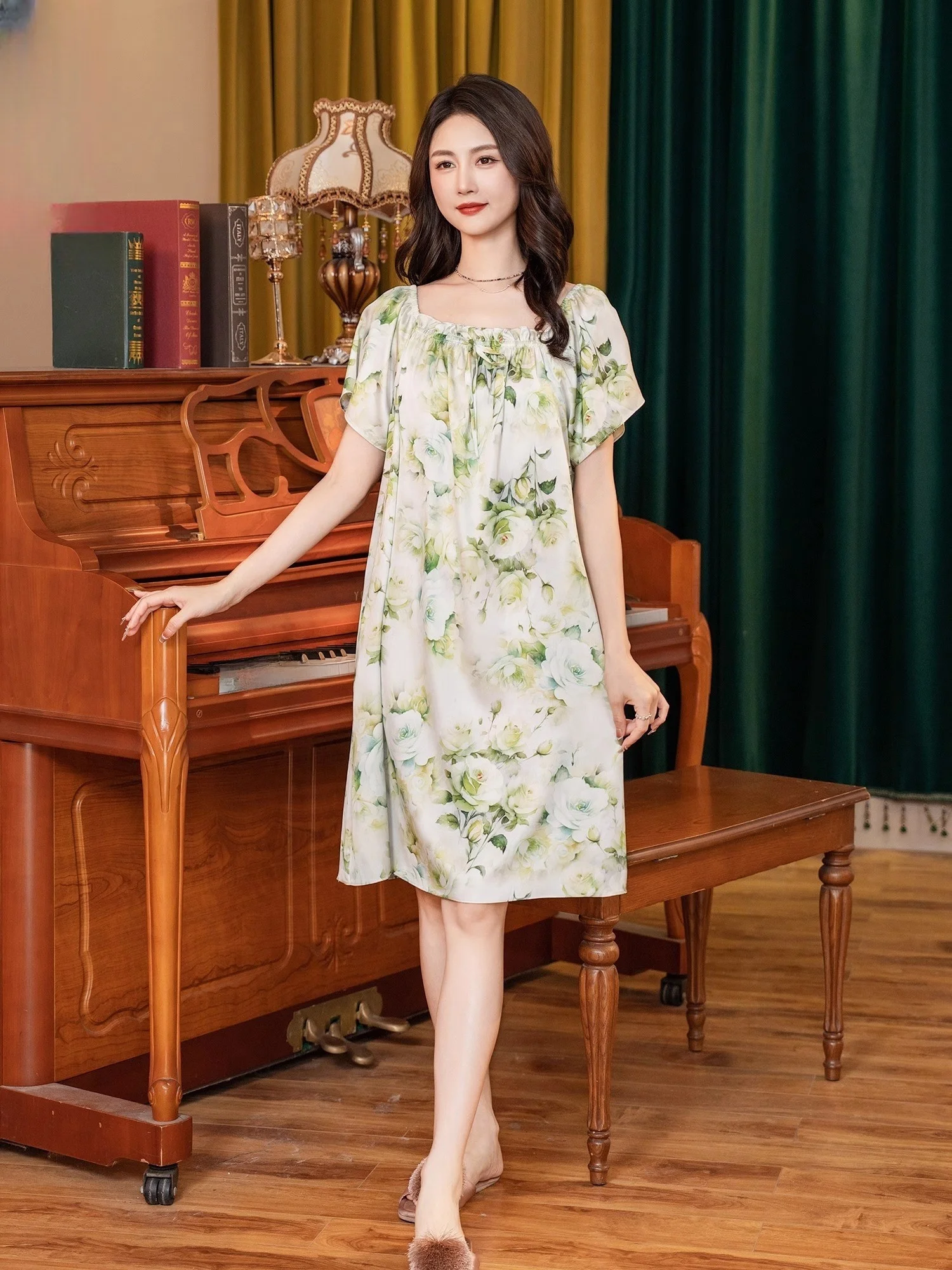 Новая ночная рубашка осенняя тонкая пижама с короткими рукавами крутая женское