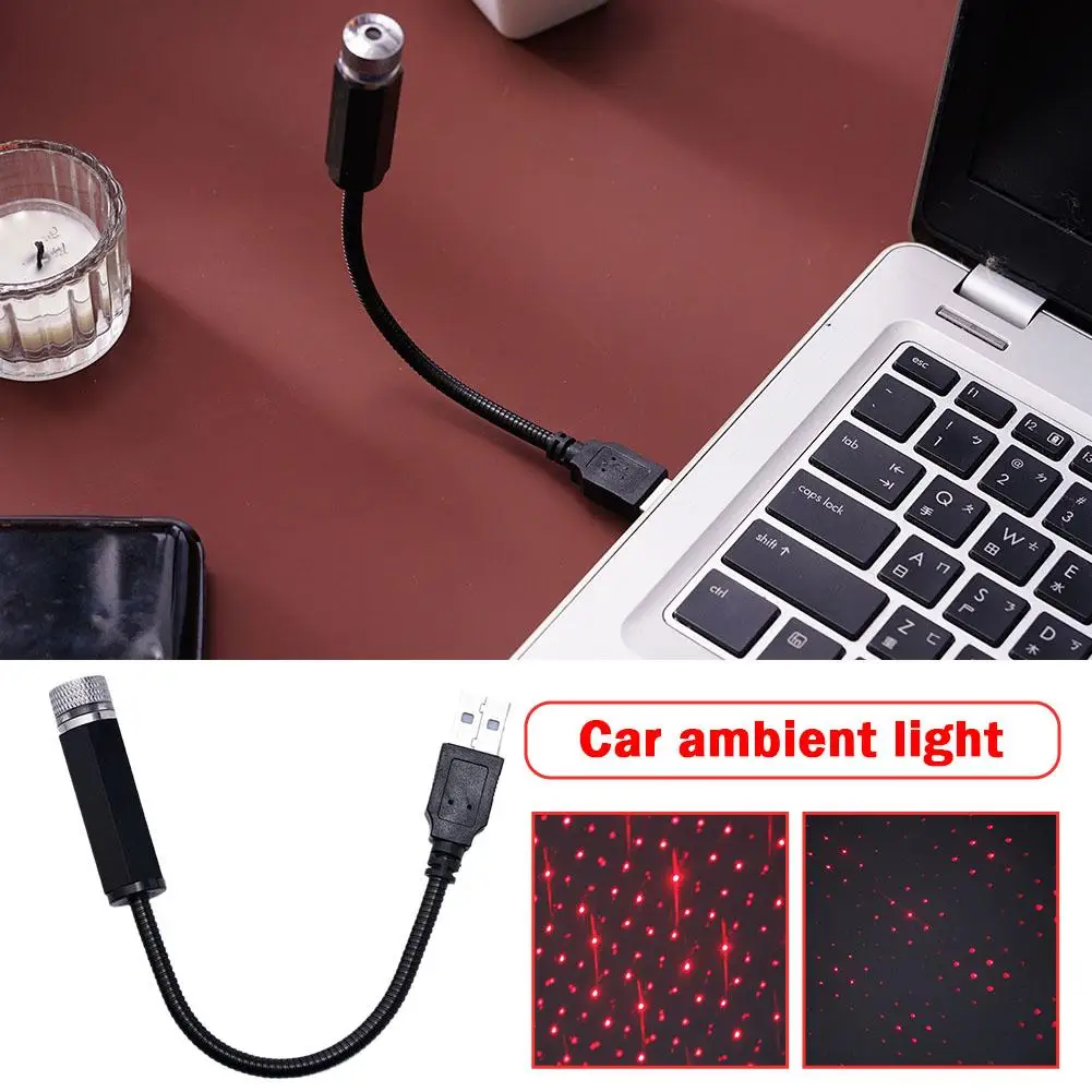 

USB атмосферный автомобильный светильник Звездный декоративный Галактический светильник светодиодный внутренний светильник Автомобильная звезда на крышу миниатюрный красный декоративный Ночник проектор X8K6