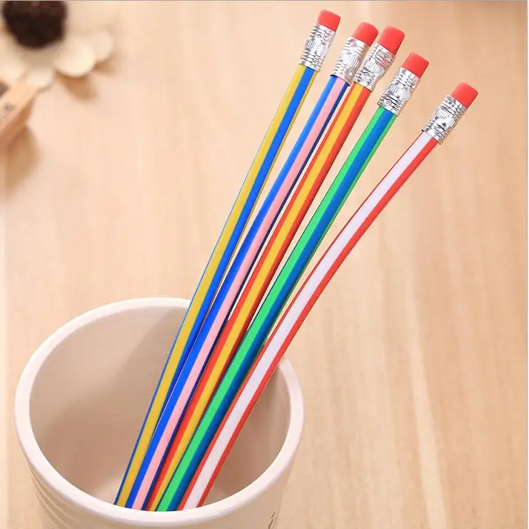 

FREE SHIPPING 60pcs Bendable Pencil Pencil Writing School Gifts Stationery Simple Drawing Pencil Set With Erasers 29.5CM