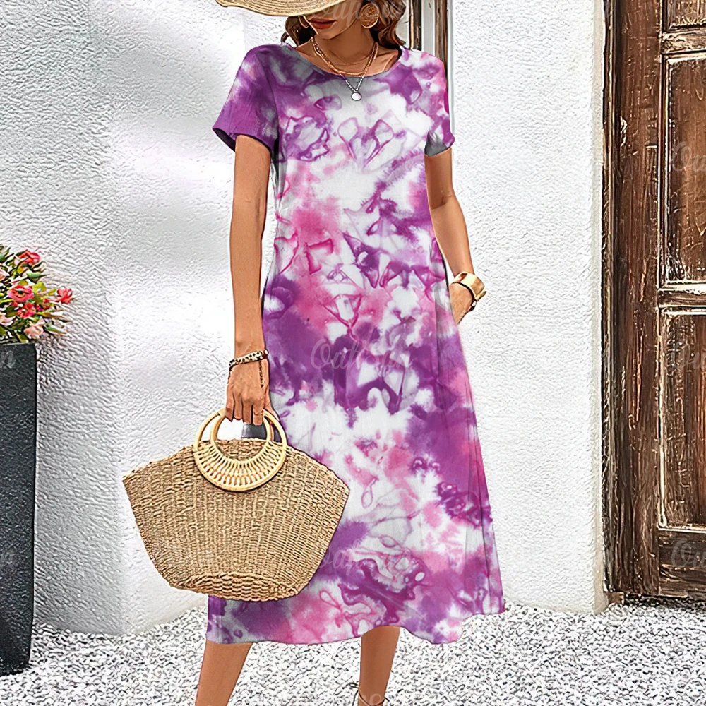 Новинка 2024 женские платья летнее элегантное платье с принтом в стиле Tie-dye