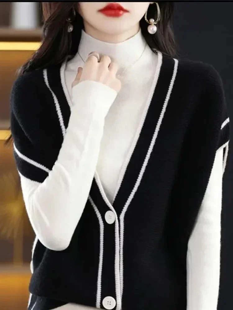 Весенний Свободный вязаный кардиган с V-образным вырезом мягкий свитер без