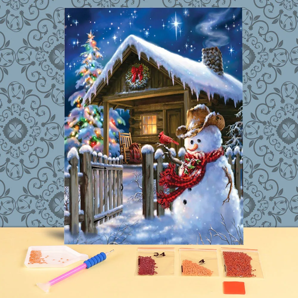 

Мультфильм снеговик полная круглая алмазная живопись наборы для вышивки крестиком хобби ручной работы Домашний Декор штамп