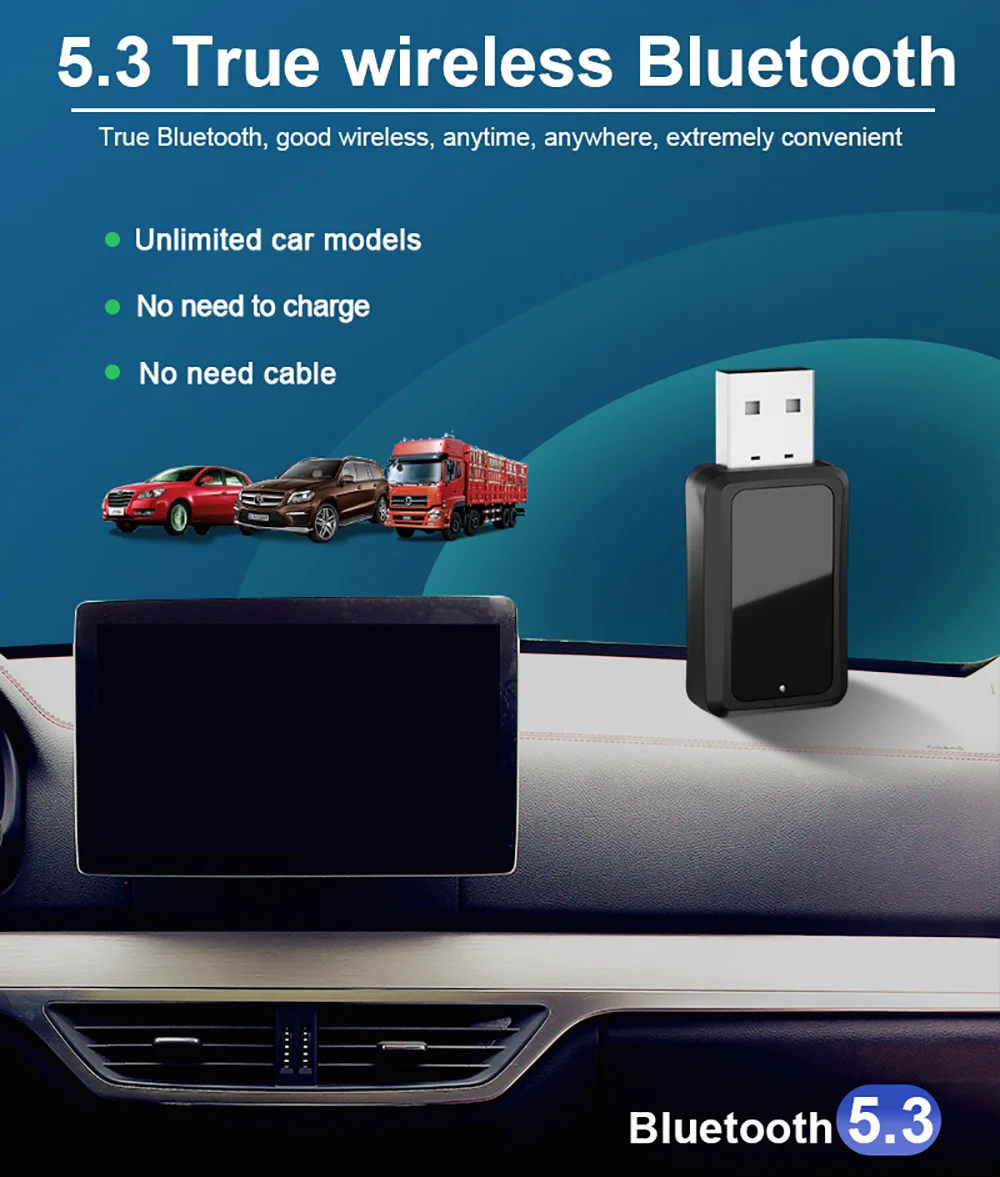 Bluetooth 5.3 Автомобильный FM-передатчик-приемник со светодиодным дисплеем USB