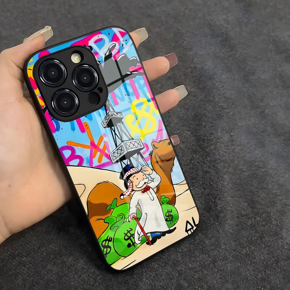Фото Чехол для телефона Dollar Alec M-Monopoly Man для iPhone 17 Air 16 E Pro Max 15 14 13 Mini 12 Pro 11 Max Plus, черный, стеклянный №2