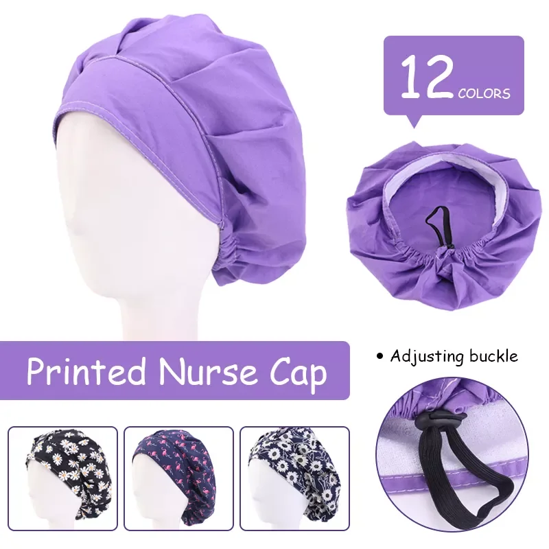 

Long-hair Woman Scrubs Hat Sweat-absorbent Unisex Beauty Store Cartoon Print Pet Beauty Nursing Work Caps Health Services Caps