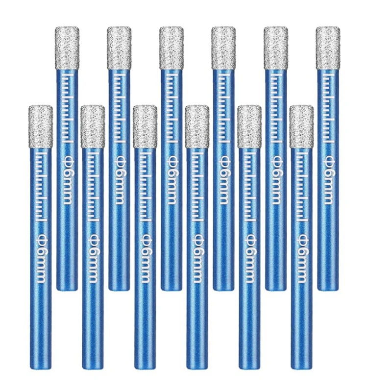 

Dry Diamond Drill Bit,12Pcs 6Mm Porcelain Tile Bit, Tile Drill Bits For Glass Ceramic Concrete Marble Granite Stone