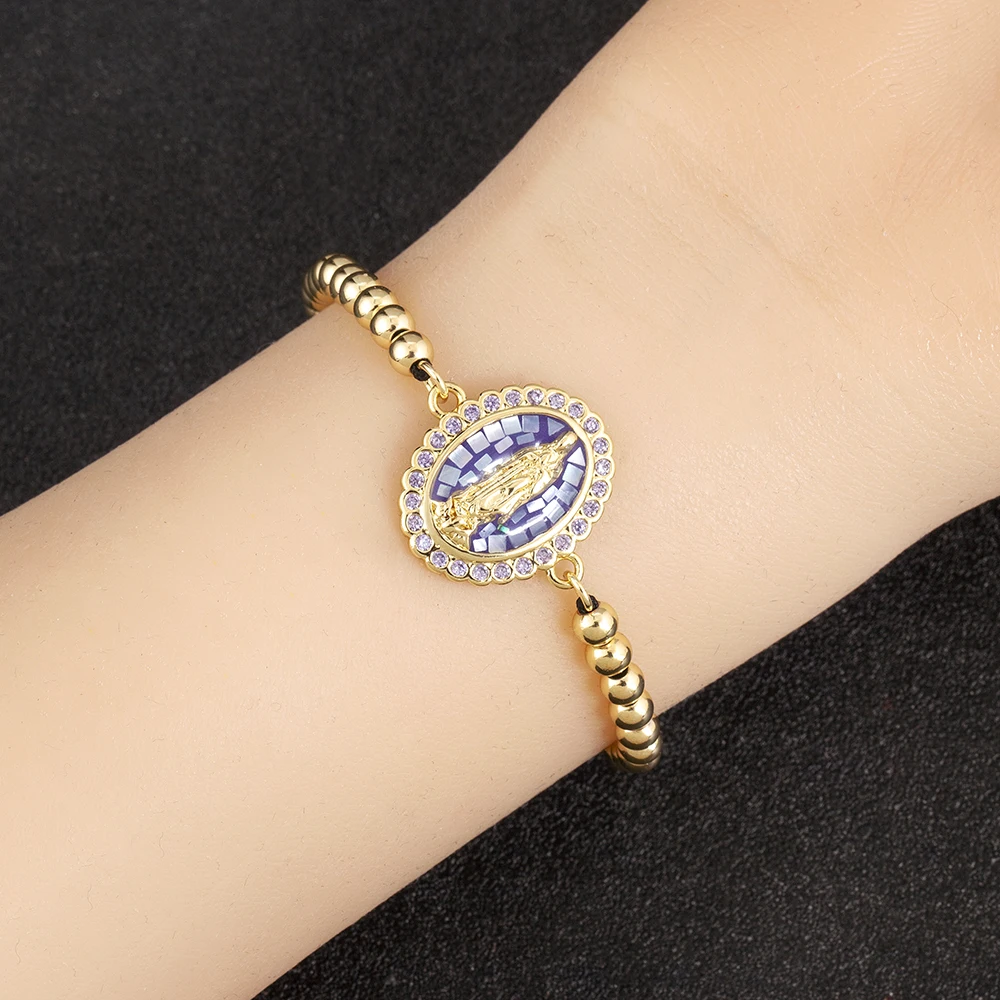 AIBEF натуральные ракушки дизайн овальной формы Девы Марии медные бусины 6 цветов