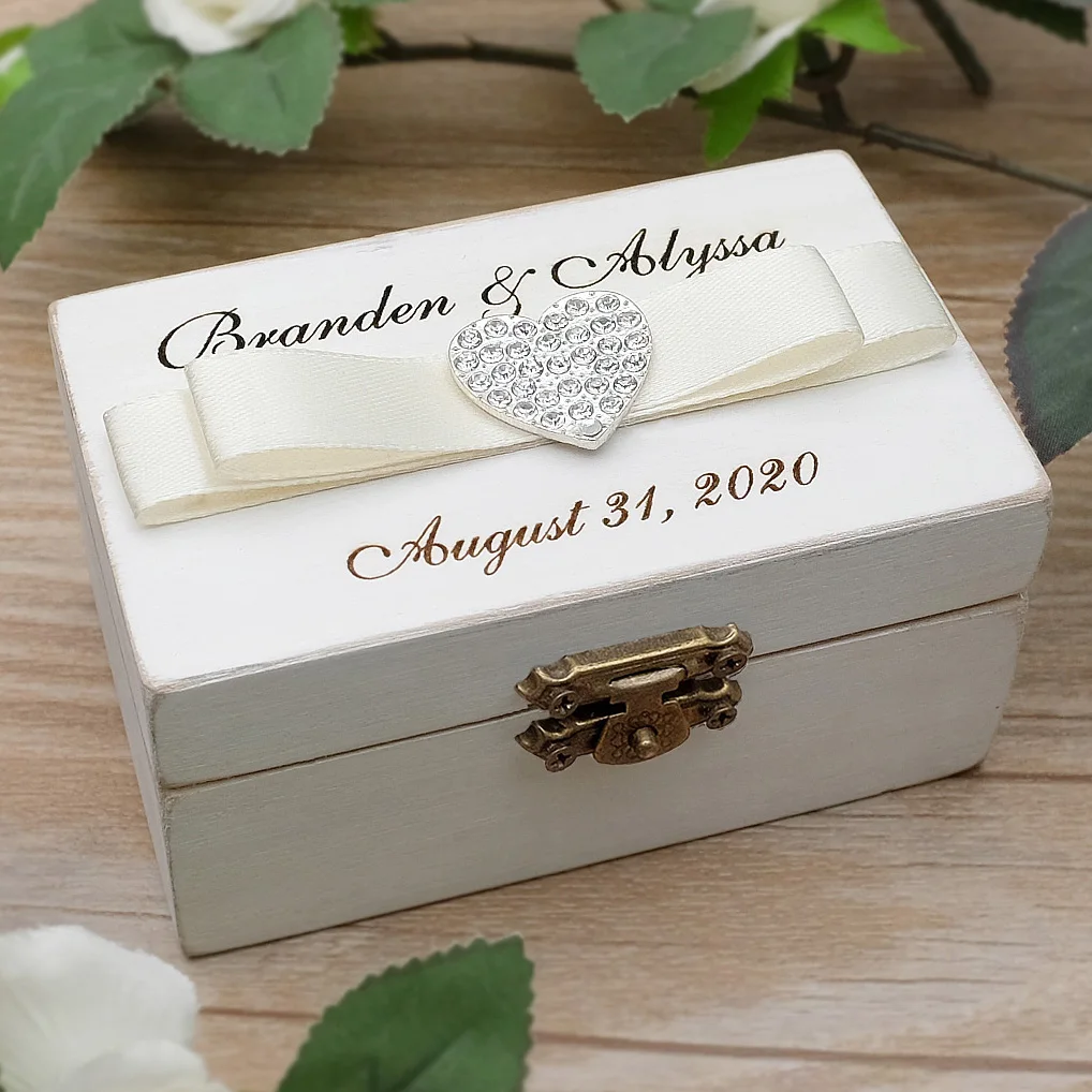 

Custom Wedding Bearer Box Personalized Wedding Ring Box Vintage Wedding Ring Holder Proposal Ring Box Engagement Ring Box