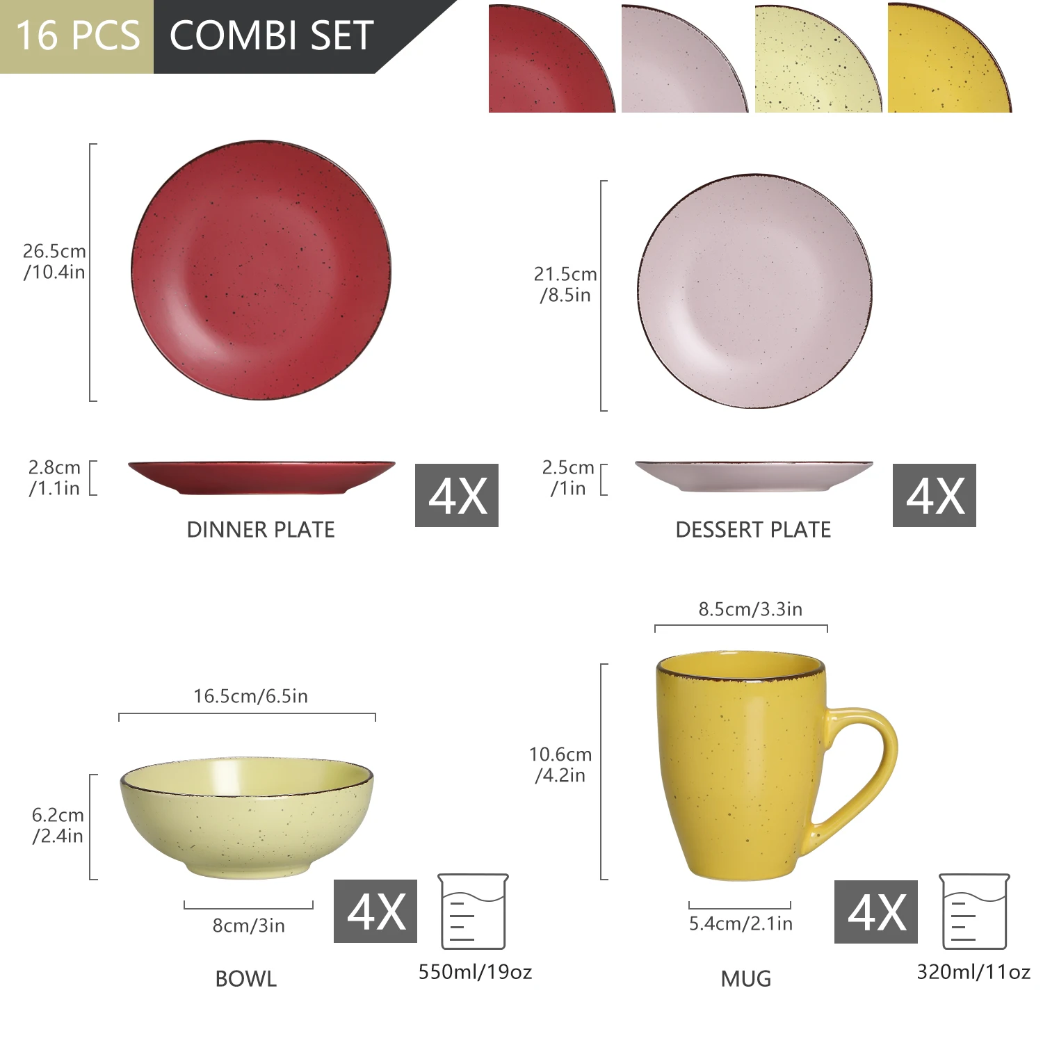 Набор керамических столовых приборов с посудой десертная тарелка миска кружек 16