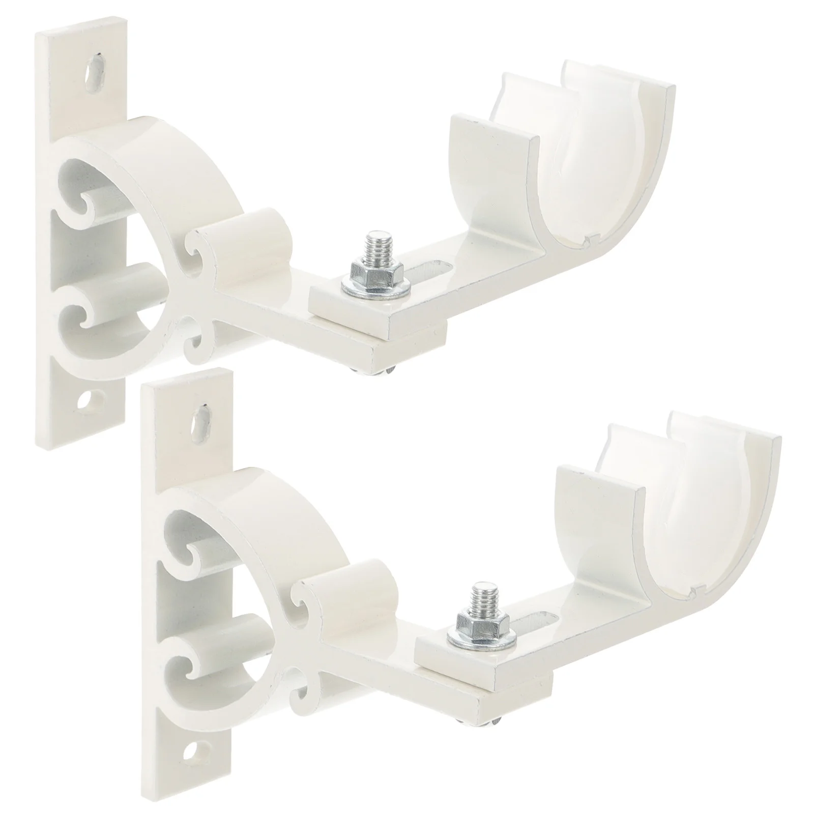 

2Pcs Aluminum Alloy Curtain Rod Bracket Adjustable Curtain Rod Rack White