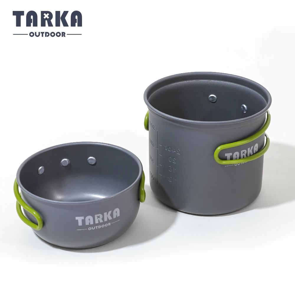 TARKA Camping Pot with Lid Hiking Multifunctional Cup Travel Tourist  Bowl Cooking Utensils Tableware Ourdoor Supplies Equipment