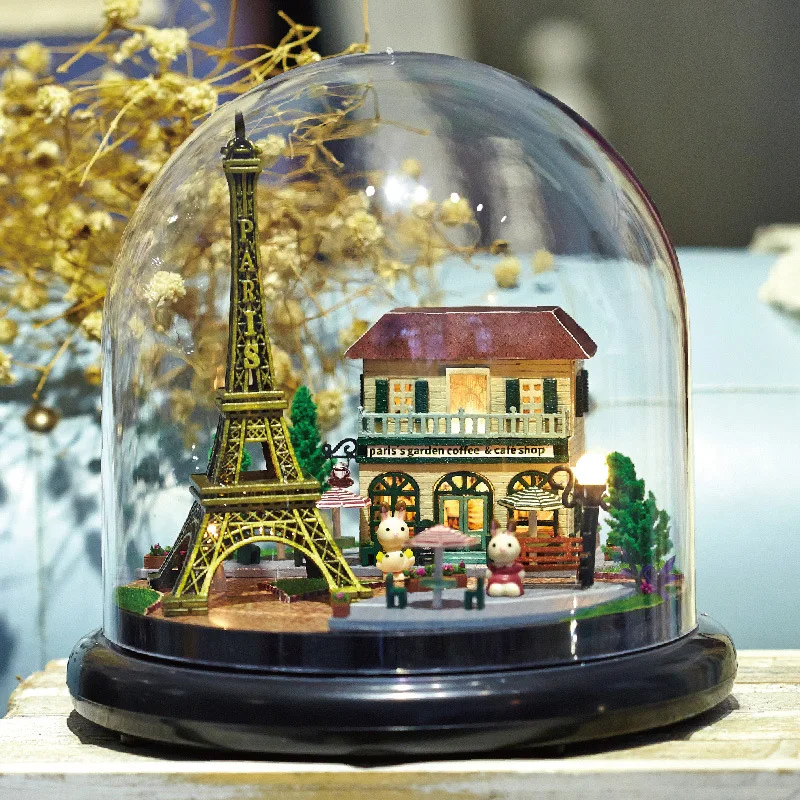 

DIY Dollhouse Kit with Transparent Cover Micro Miniature Villa Model Miniature Dollhouse Creative Birthday Gift for Girlfriend