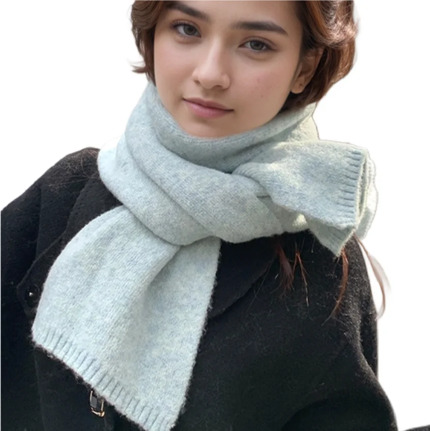 Зима 2024 шаль повседневный однотонный шерстяной шарф сохраняющий тепло
