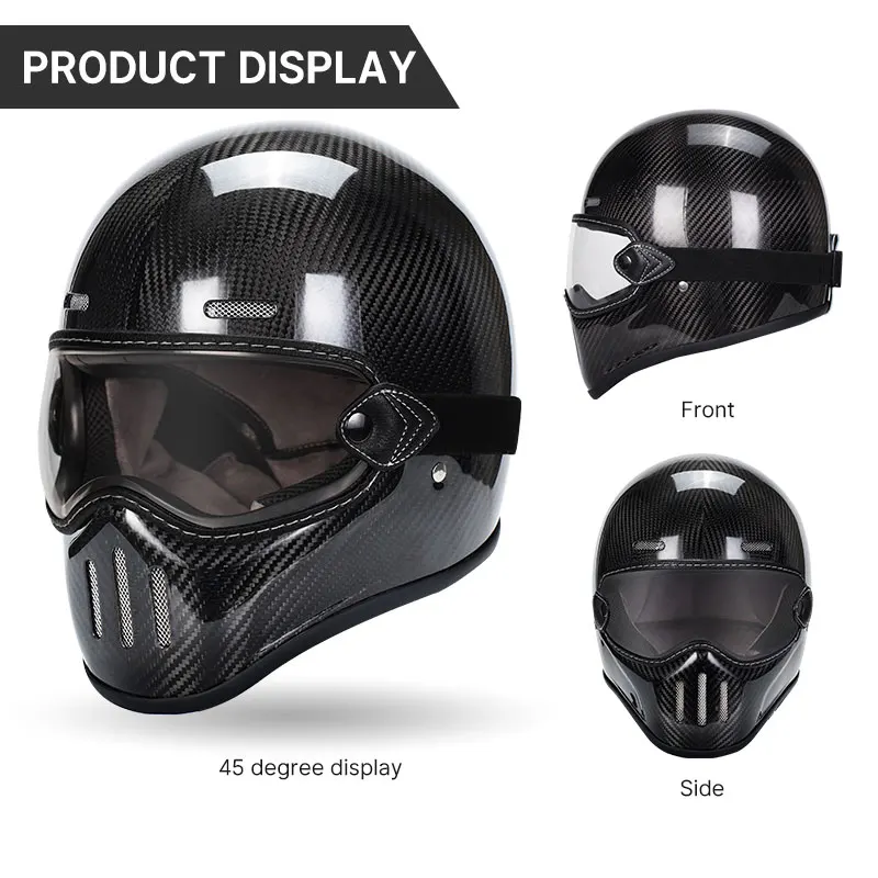 Мотоциклетный шлем Kaese полностью закрытый из углеродного волокна 12K с