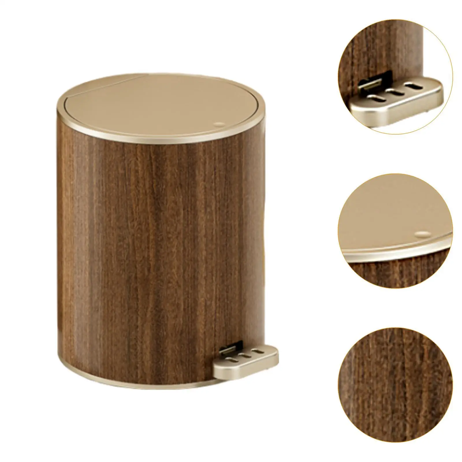 Мусорный бак с древесным зерном мусорный большой емкости круглый ножной педалью