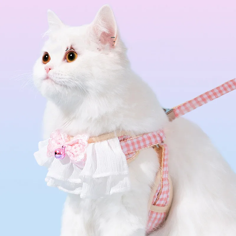 

Cat Dog Harness Necklace Leash Collar Flower Adjustable Vest Nylon Mesh Pet Cat Collars and Leads Cat Dog Cat Accessories