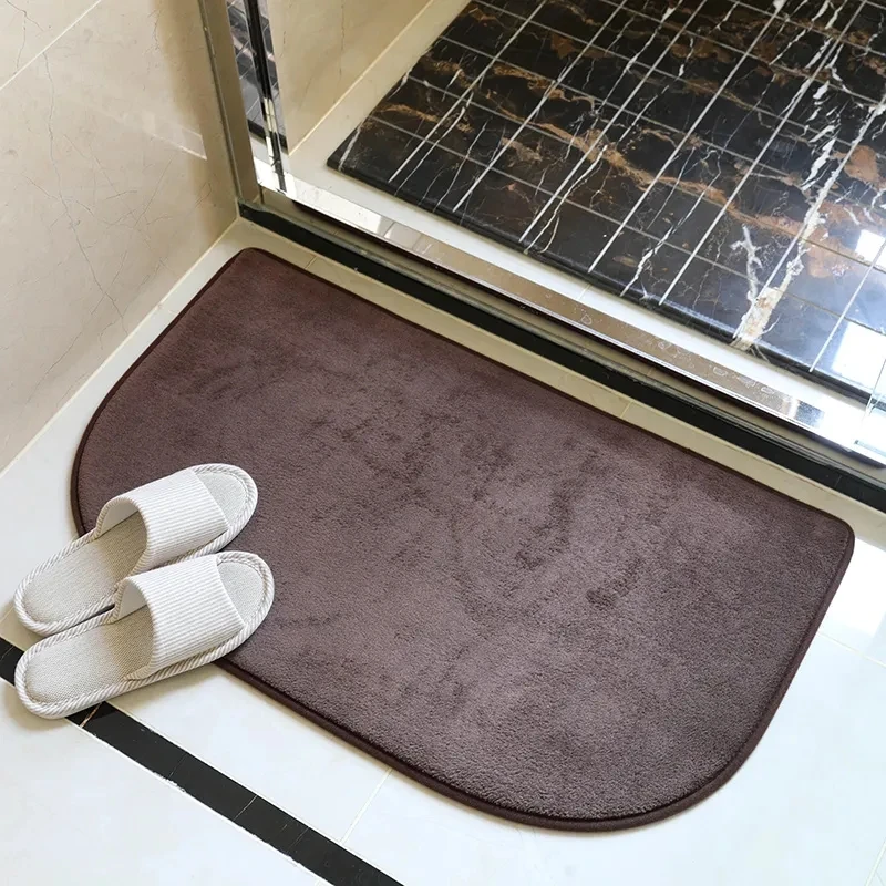 

Solid Color Bathroom Absorbent Floor Mat Entry Kitchen Latex Non-slip Bottom Foot Pad Coral Velvet Carpet Memory Sponge Core Mat