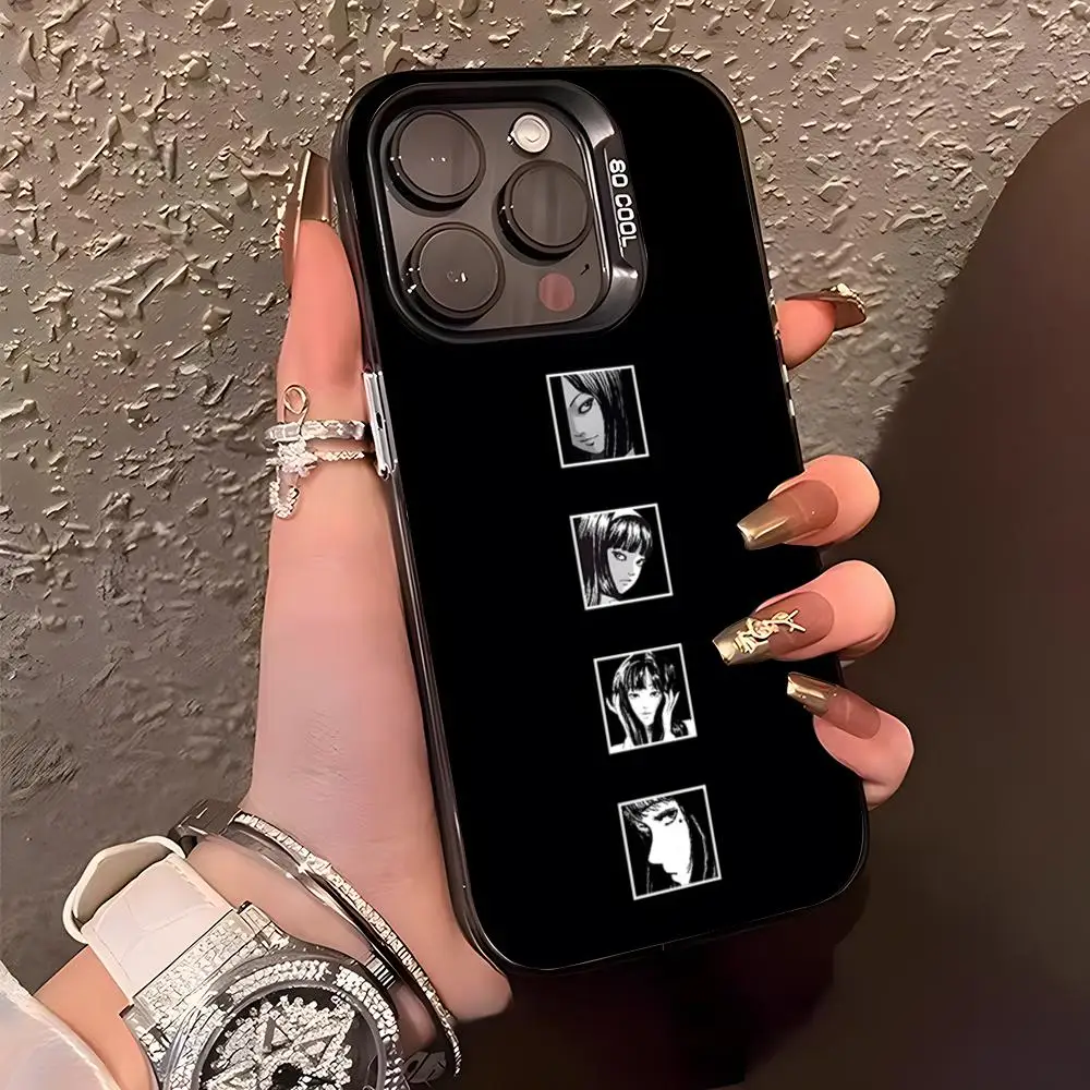 Фото Чехол-бампер I-Ito J-Junji T-Tomie для iPhone 17 Air, 16, 15, 14 Plus, 13, 12, 11 Pro, XS Max, серебристо-черный №4