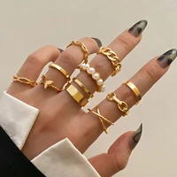 bohemian gold geometric hollw out wide ring set womens vintage butterfly circle joint ring boho finger rings jewelry