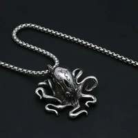 gothic caribbean cthulhu octopus necklace pendant stainless steel retro sea monster octopus tentacle pendant men hip hop jewelry