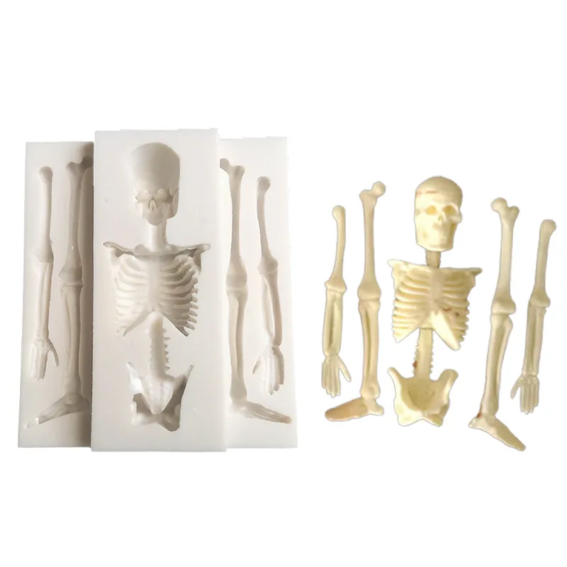 

3D Terror Skeleton Pastry Silicone Mold Diy Human Body Bones Handmade Fudge Chocolate Decor Kitchen Baking Tools Clay Resin Mold