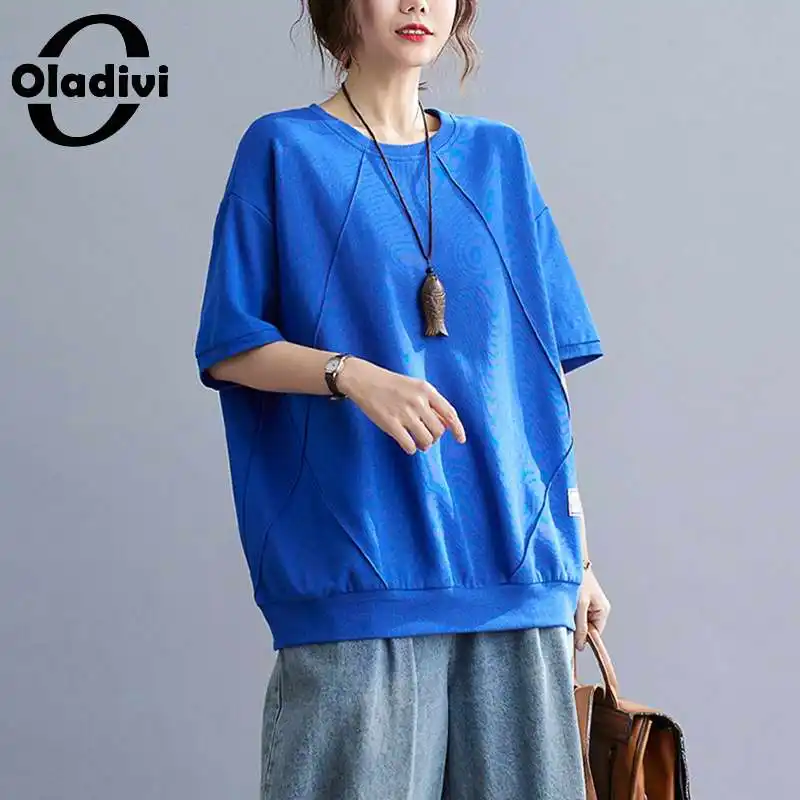

Oladivi Oversize Oversized Casual Loose Solid Tshirts Women Summer 2022 New Simple Basic Tee Shirts Ladies Short Sleeve Top 6XL