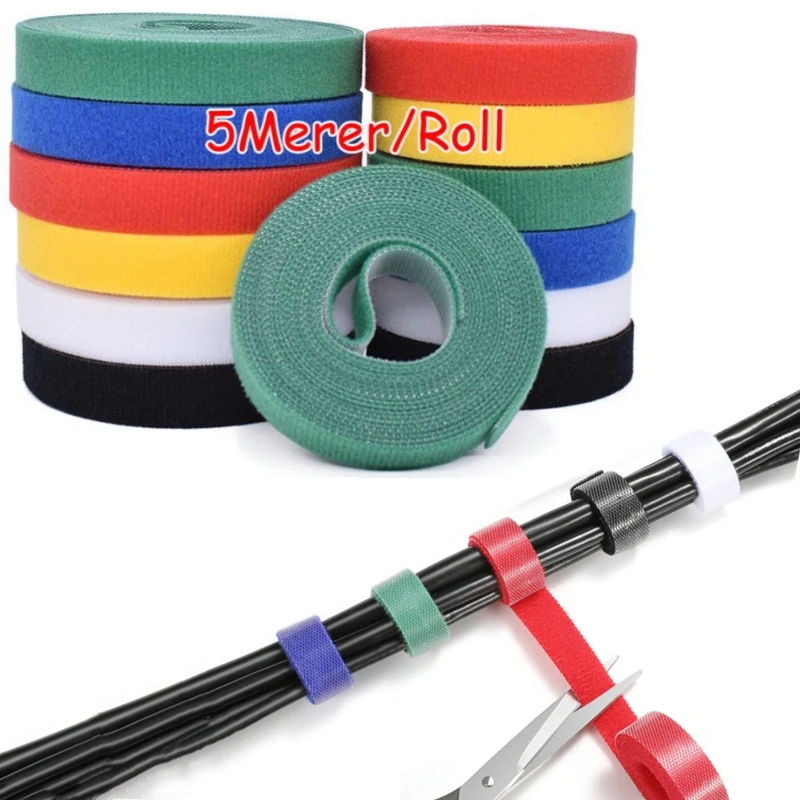 5 м/рулон многоразовые застежки-липучки для кабелей |