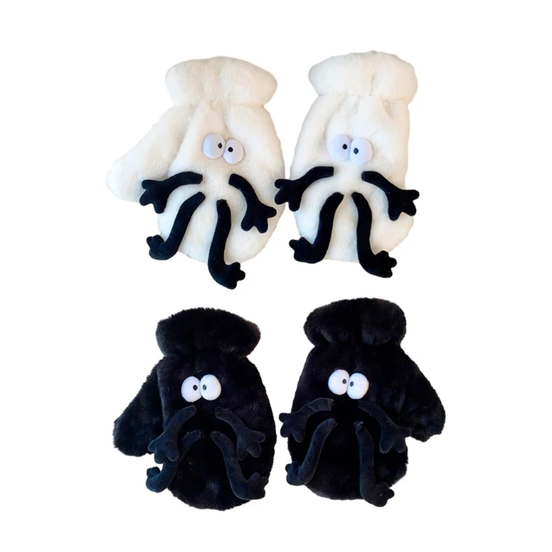 

Зимние перчатки с мультяшным дизайном, плюшевые теплые перчатки для взрослых для езды на велосипеде на открытом воздухе 449B