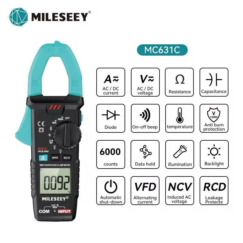 

MiLESEEY Цифровой токоизмерительный зажим MC631A/MC631B
