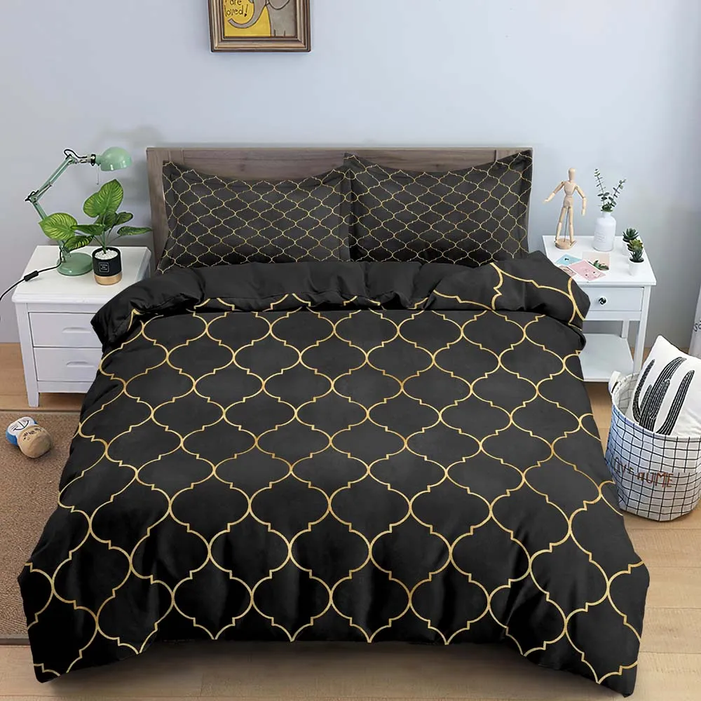 

2/3Pcs Geometry Duvet Cover King Set Size Bedding Set With Pillow Case For Hotel Family Home Textile Decor Comforter Bedding Set