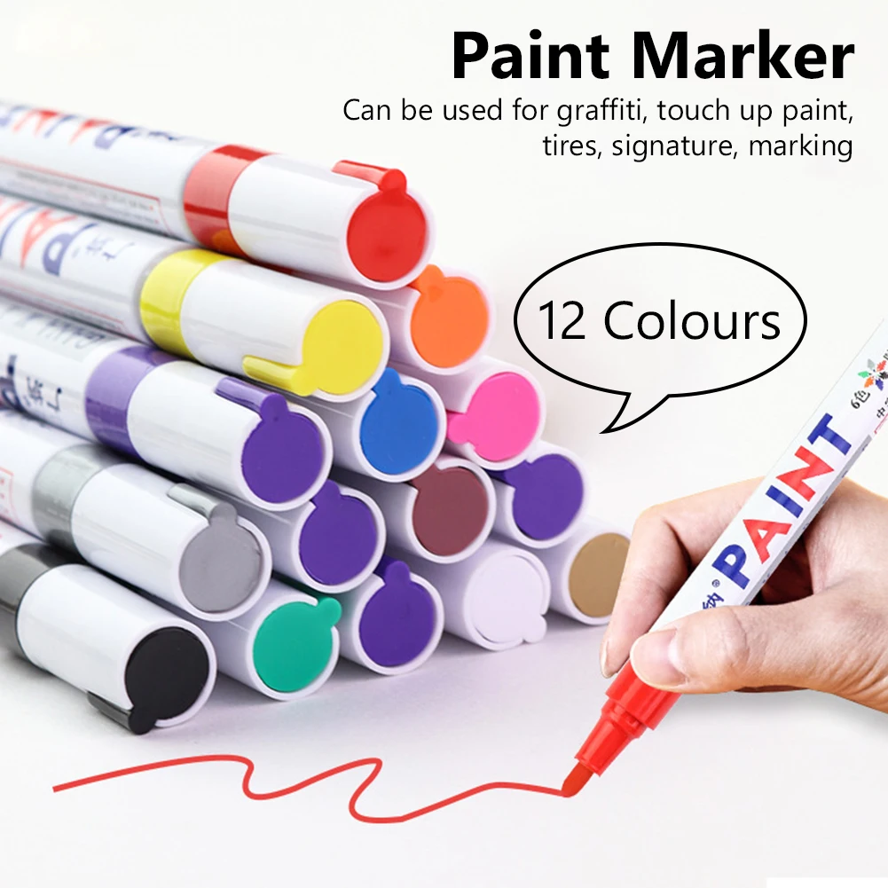 

Waterproof Pens Marker Tire Tread Rubber Letter 12 Colors Metal Face Toyo Colorful Paint Stationery Permanent Lettering Rubber