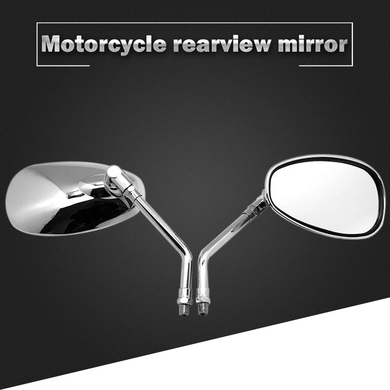 

1 Pair 10mm Motorcycle Rearview Mirrors Scooter Motocross Chrome Back Side Mirror For Honda Shadow 1100 Suzuki for Kawasaki ATV