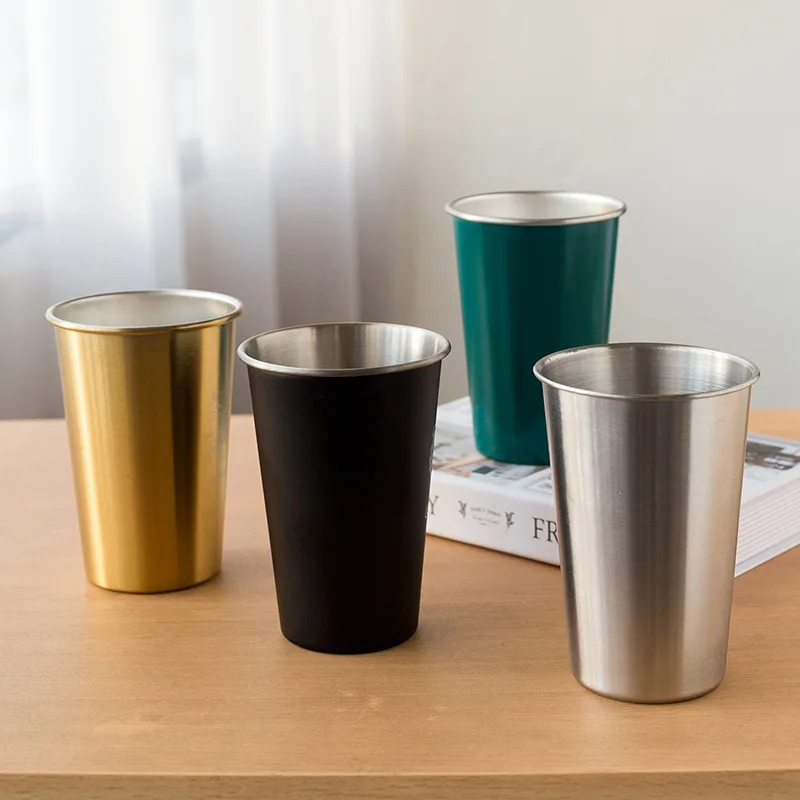 Набор кофейных чашек из нержавеющей стали размером 300 мл и 500 для заваривания