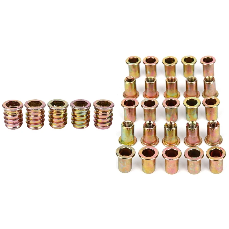 

5 Pcs Threaded Insert M10 X 20 Mm & 25 Pcs M8 Nuts Threaded Rivet