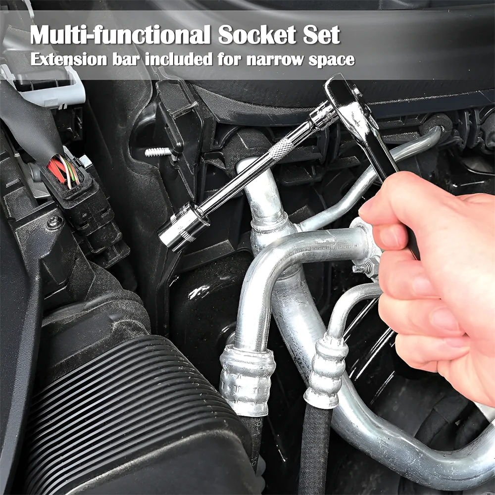 Набор торцевых ключей комплект из 12 предметов с удлинителем храповым механизмом