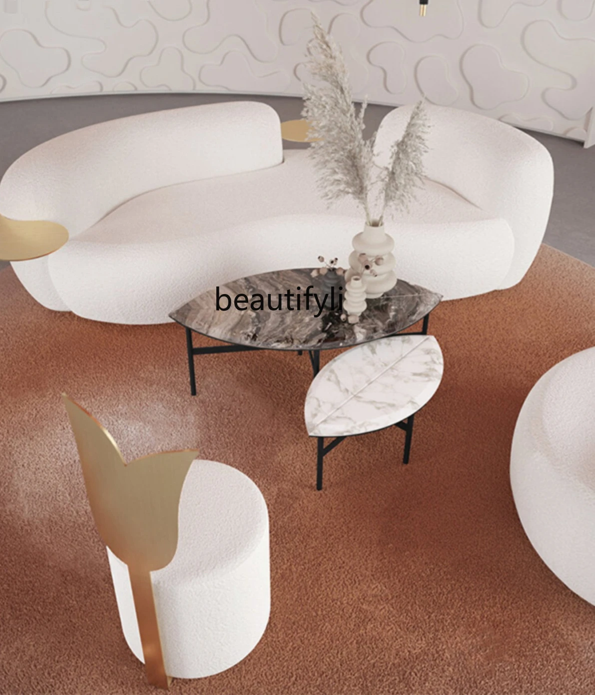 Современный металлический диван Lishan из ткани в скандинавском стиле креативная