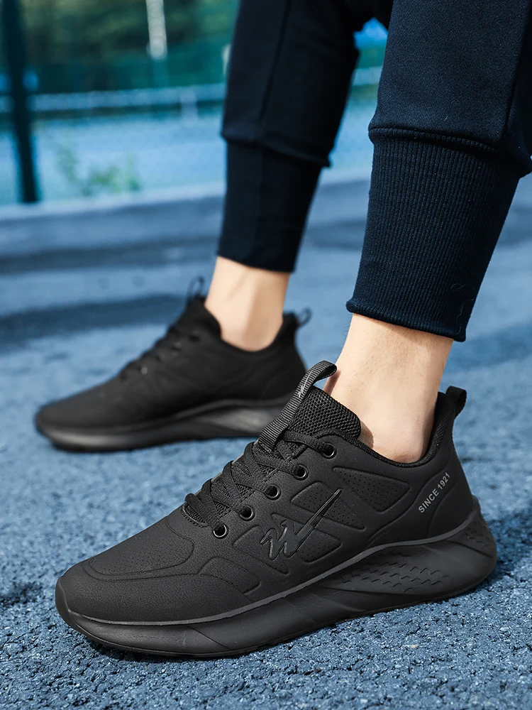 Мужские кроссовки с двойной звездой осень-зима 2024 черные мягкой подошвой