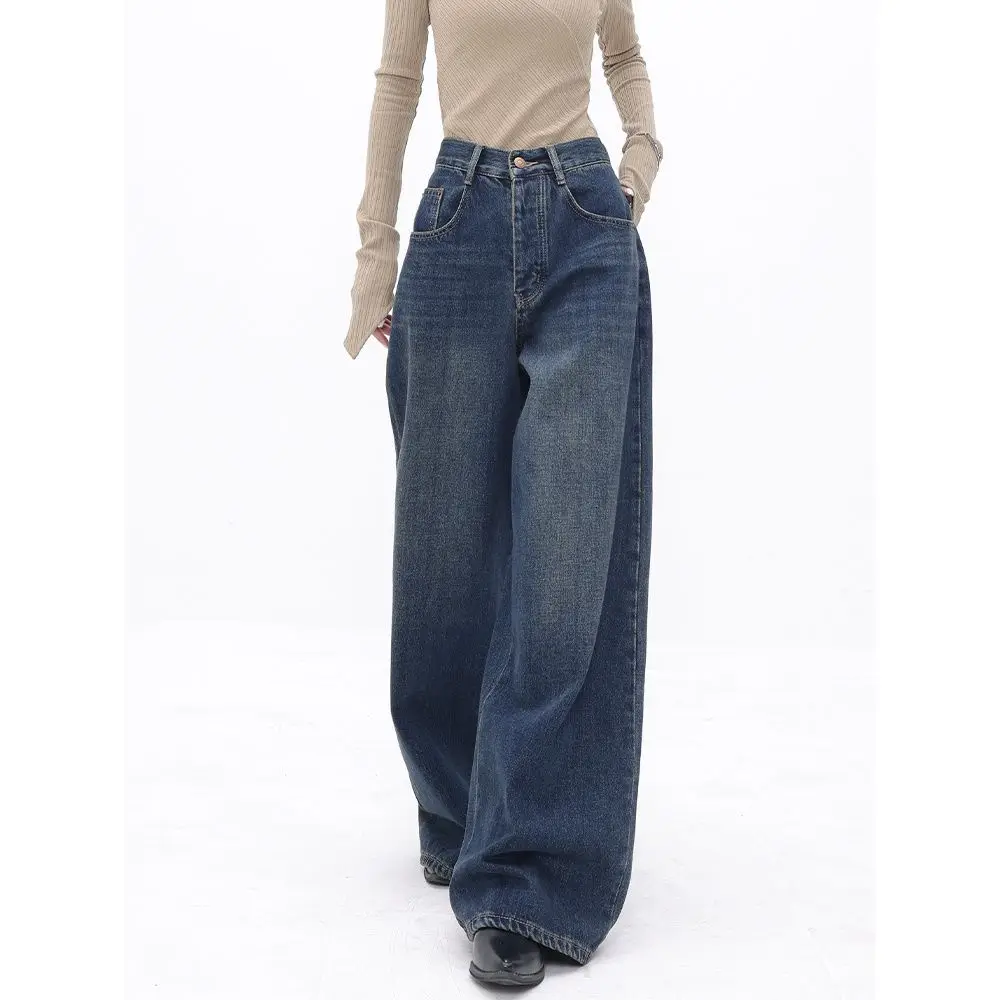 

Jeans Womens Oversized Loose Wide Leg Straight Leg Mopping Pants New Harajuku Fashion Casual Retro Trousers Mom Jeans Streetwear
