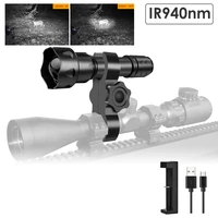 uniquefrie t20 3w ir 940nm led flashlightcharger night vision infrared illuminator zoomable hunting torch tactical for camping