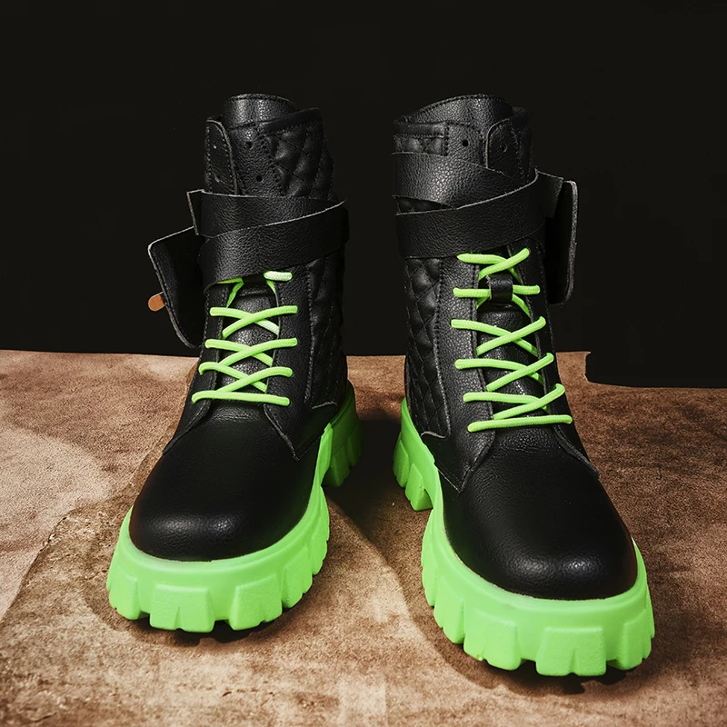 

2022 New Arrival Leather Boots for Men Fashion Cowboy Boots Mens Anti Slip Tactical Shoes Man Black White Motorcycle Boots Men