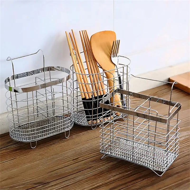 

Stainless Steel Tableware Tube Hanging Chopsticks Cage Cutlery Holder Draining Internal Compartment Kitchen Tool Kitchen Metal