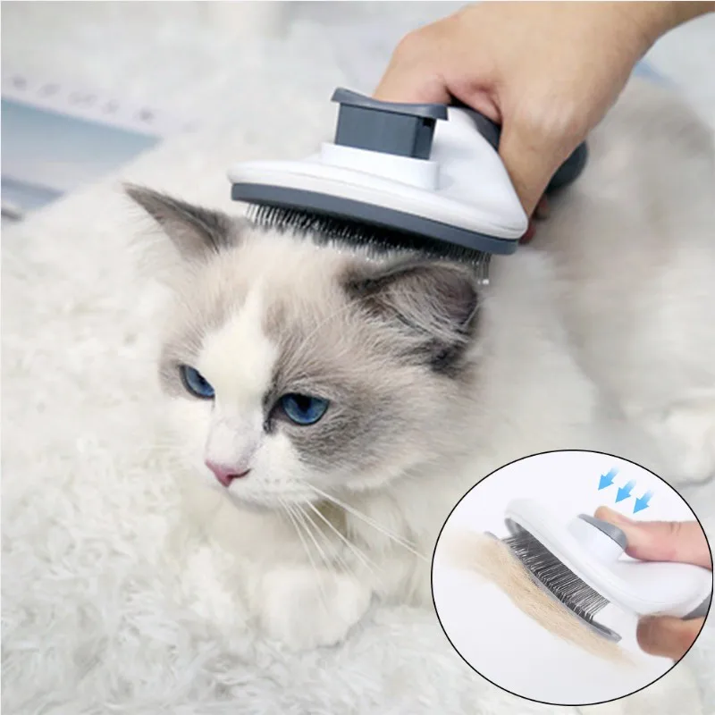 

Removal Comb Pet Comb Brush Grooming Cats Hair Remove Selfcleaning Flea Comb for Dogs Grooming Toll Automatic Hair Brush Trimmer