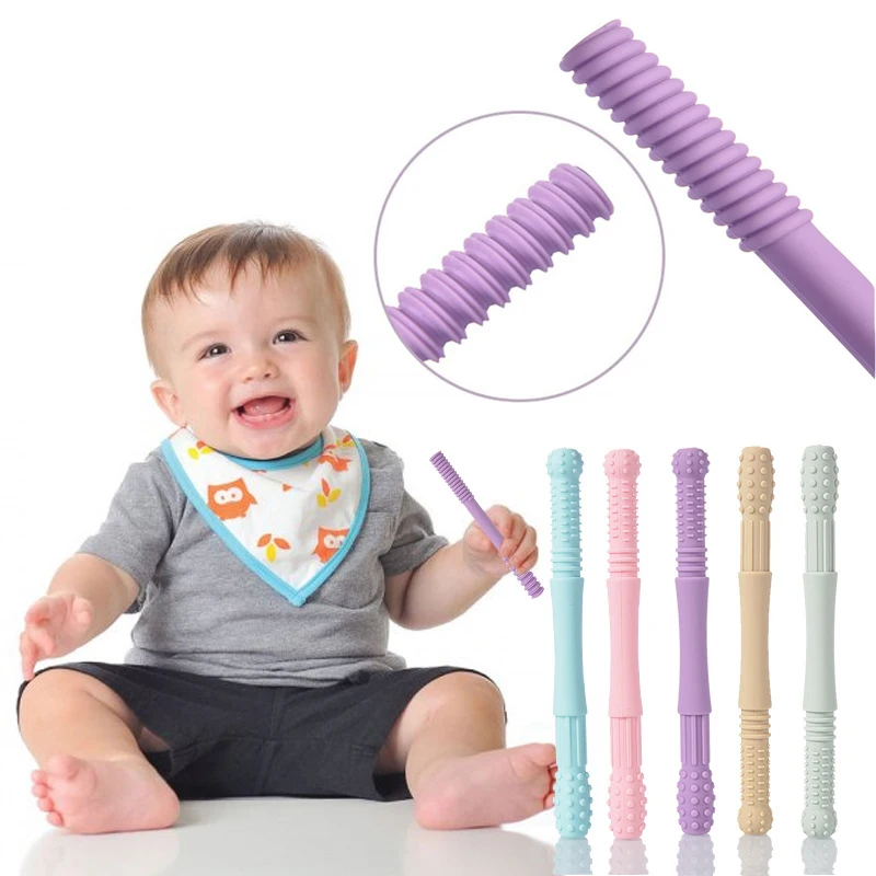 

Hollow Teether Tube Silicone Baby Toys Newborn Teethers Whorl Straw Toy Children's Products Teeth Molar Teething Stick Oral Care