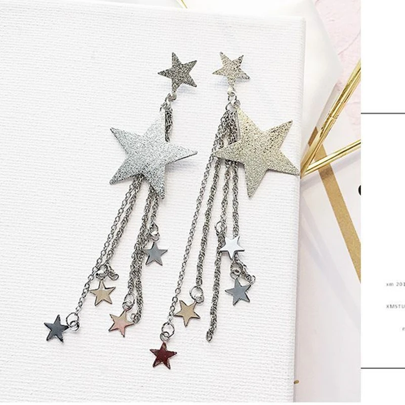 8 сезонов модные серьги-гвоздики с золотыми металлическими звездами и стразами