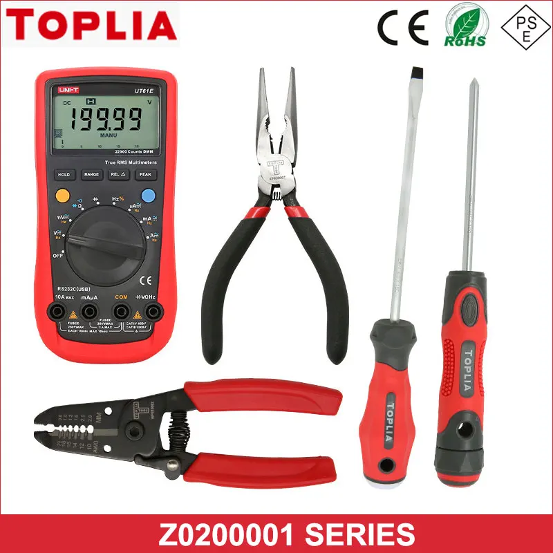 TOPLIA+UNI-T Clamp Meter Multimeter Set Test Pen Electrician's Knife Screwdriver Clamp Ammeter AC and DC Clamp Multimeter Set