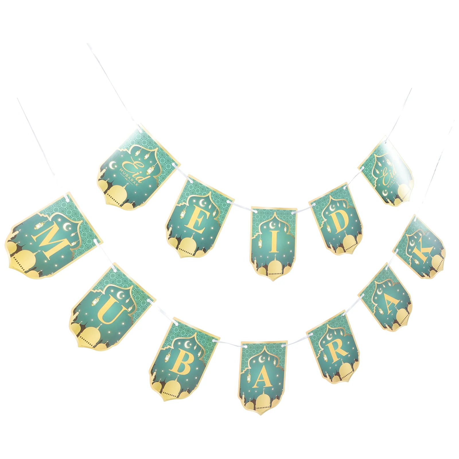 

10 Sets Moon Wreath Eid Mubarak Bunting Decorations Banner Garland Party Supplies Pull Flag